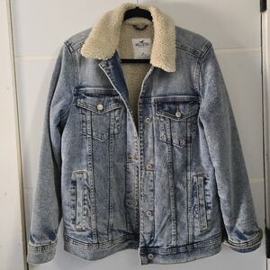 Hollister Blue Denim Sherpa Jacket